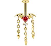 OUFER Halloween Bat Vertical Helix Earring, Black/Red CZ Upper Ear Piercing, 16G 7MM, Metal, Cubic Zirconia