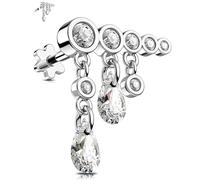 OUFER Helix Piercing Jewellery 316l Surgical Steel Conch Stud Tragus Cartilage Earring Stud Flat Back 16G Labret Lip Piercing Jewellery Silver Forward Helix Jewelry for Women 6 8 mm