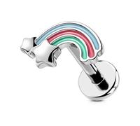 OUFER Helix Piercing Jewelry, 316L Surgical Steel Internally Threaded Helix Earrings, 16G Rainbow Labret Piercing Jewelry, Forward Helix Cartilage Tragus Earrings for Women