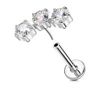 OUFER Helix Piercing Jewelry, Fancy Curved Stud Earrings Flat Back 316L Stainless Steel 16G Threadless Cartilage Helix Conch Earrings for Women Men, 16g 8mm, Stainless Steel Metal, cubic-zirconia
