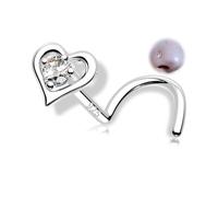 OUFER Nose Stud 925 Sterling Silver Nostril Piercing Jewellery Star Heart Flower 20G Nose Ring Screw Clear CZ 7mm Nostril Body Piercing Jewelry for Women