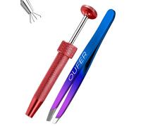 OUFER Red Piercing Ball Grabber Hinged Clicker Segment Septum Tool-Tweezers Piercing Tools Internally Threaded Push Pin Externally Threaded Assistant Body Piercing Kit for Ear Nose Lip Tool