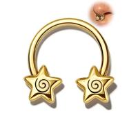 OUFER Septum Rings 16g Septum Jewelry Star Daith Earrings Gothic Tragus Helix Piercing Jewelry for Women Men, 16G 10MM, Metal, cubic zirconia