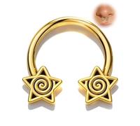 OUFER Septum Rings 16g Septum Jewelry Star Daith Earrings Gothic Tragus Helix Piercing Jewelry for Women Men, 16G 8MM, Metal, cubic zirconia