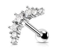 OUFER Star Helix Piercing Jewelry, 316L Surgical Steel Forward Helix Cartilage Earrings Studs for Women, 16G Crystal Curved Barbell Lobe Conch Cartilage Tragus Piercing Jewelry-8MM