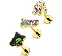 OUFER | Wicked 3Pcs Helix piercing jewelry 16G 8MM Cute Tragus Earring, 16G 8MM, Metal, No Gemstone