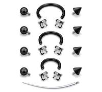 Oufksiyy 16g Septum Rings Internally Threaded Surgical Steel Septum Jewelry Lip Rings Hoop Labret Jewelry Horseshoe Earrings Daith Piercing Jewelry for Women Men 8mm 10mm 12mm Silver Gold Black, Metal