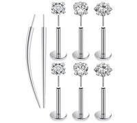 Oufksiyy F136 Titanium 20G 18G 16G Nose Rings Studs Threadless Flat Back Earrings Surgical Implant Grade Lip Medusa Labret Lobe Stud Piercing Jewelry 6mm 8mm 10mm flatback nose stud Snake Bites, Metal