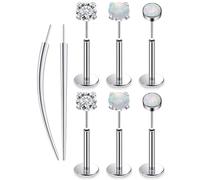 Oufksiyy F136 Titanium 20G 18G 16G Nose Rings Studs Threadless Flat Back Earrings Surgical Implant Grade Lip Medusa Labret Lobe Stud Piercing Jewelry 6mm 8mm 10mm flatback nose stud Snake Bites, Metal