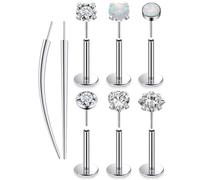 Oufksiyy F136 Titanium 20G 18G 16G Nose Rings Studs Threadless Flat Back Surgical Implant Grade Earrings Lip Medusa Labret Lobe Stud Piercing Jewelry 6mm 8mm 10mm flatback nose stud Snake Bites, Metal
