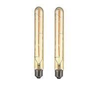 OUGEER Pack of 2 T30 Long Tube LED Bulb 4w Tube Edison Style Filament Bulb Smoked Gold Glass T30 E27 40w Edison Screw,400lm Warm White 2700k Not Dimmable