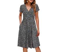 OUGES Floral Maternity Dresses Womens Nursing Dress for Breastfeeding Summer Casual V-Neck Midi Sundress with Pockets