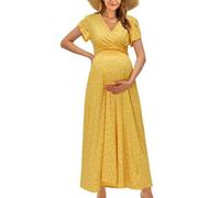 OUGES Maternity Maxi Dress Long Summer Pregnancy Dress for Women UK Spring Breastfeeding Dresses-S