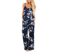 OUGES Summer Women's Floral Sleeveless Racer Back Casual Wide Leg Pants Jumpsuits Romper(FLoral05,XX-Large)