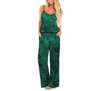 OUGES Summer Women's Floral Sleeveless Racer Back Casual Wide Leg Pants Jumpsuits Romper(FLoral07,Small)