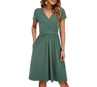 OUGES Summer Womens Maternity Dresses V-Neck Midi Sundress Nursing Dress Casual Floral Breastfeeding Dress with Pockets -XXL Gray Green