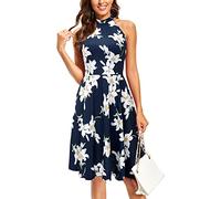 OUGES Women's Halter Neck Floral Summer Casual Sundress Floral-07 Small