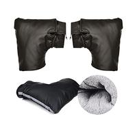 OUGETHER Motorcycle Handlebar Muffs Gloves Mitten Universal Gloves Plush Lining Waterproof PU Gloves Hand Warmer Winter Warm for Scooter Snowmobile (Black)