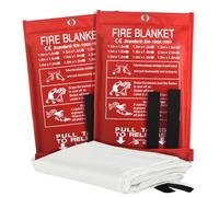 ougist Fire Blanket 2-Pack Emergency Fire Safety Equipment - 1M x 1M Fiberglass Fire Retardant Sheets for Kitchen, Home, Car & Camping