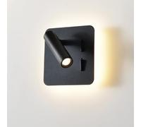 ouglres Bedside Wall Lights for Bedroom,Led Black Wall Lamp with Switched 3w+8w,Modern Hardwired Wall Sconce Spotlight for Bed,Hallway,Stairs,Hotel,Rotatable Lampshade 180°,3000k Reading Light