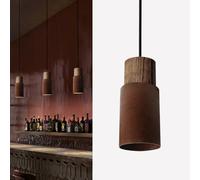ouglres Pendant Light Rusty Red,Kitchen Island Lights with Durable Metal Lampshade,Height Adjustable,Industrial Natural Wood Hanging Light,Retro Lamp for Dining Room,Living Room,Bedroom,Bar,E27,1pack