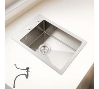 OUGOO Handmade 304 Stainless Steel Kitchen Sink, 35 x 50 cm Topmount Sink