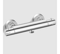 OUGOO Thermostatic Shower Mixer Bar, Thermostatic Shower Valve, Hot Cold Water Intelligent Constant Temperature, 38°C Anti Scald, Wall-Mounted Bath Taps, 1 Outlet in The Centre, Brass, Chrome