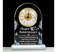 OUGPIU Acrylic Clock Quartz Clock of 40th Ruby Anniversary Wedding Gifts for Married Couple Parents Grandparents for 40 Years of Marriage Wedding for Living Room Keepsake Table Decor Ornaments