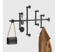 OUGPIU Wall Wardrobe,Minimalist Coat Hook Design,Modern Metal Wall-Mounted Coat Rack/Hooks,Rustic Coat Wall Mount Rack for Entrance,Living Room,Bedroom (Black)