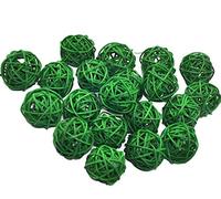 Ougual Natural Wicker Rattan Balls Table Wedding Party Hanging Wobble Ball Christmas Decoration (3cm, 20pcs, Grass Green)