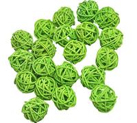 Ougual Natural Wicker Rattan Balls Table Wedding Party Hanging Wobble Ball Christmas Decoration (3cm, 20pcs, Green)