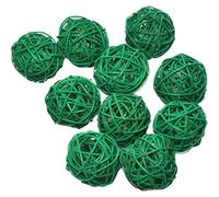 Ougual Natural Wicker Rattan Balls Table Wedding Party Hanging Wobble Ball Christmas Decoration (4cm, 10pcs, Grass Green)