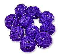Ougual Natural Wicker Rattan Balls Table Wedding Party Hanging Wobble Ball Christmas Decoration (4cm, 10pcs, Deep Purple)