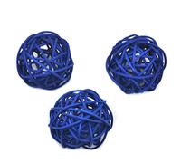 Ougual Natural Wicker Rattan Balls Table Wedding Party Hanging Wobble Ball Christmas Decoration (6cm, 10pcs, Blue)
