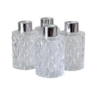 Ougual Set of 4 Cylindrical Glass Diffuser Bottles 9.8cm High 120ml Fragrance Accessories for Essential Oils