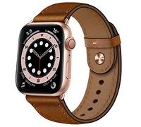 OUHENG Leather Bands Compatible with Apple Watch Band 42mm/41mm/40mm/38mm, Genuine Leather Replacement Strap for iWatch SE3 SE2 SE Series 11 10 9 8 7 6 5 4 3 2 1 (Retro Brown/Rose Gold)