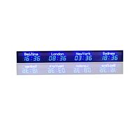 OUHFCASN 4 time zone clock, multi zone clock, LED digital world clock display screen, LED indoor all blue display screen Multi-scenario Use(HIT6-2.3R)
