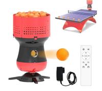 OUHKDM Automatic Table Tennis Robot, Ping Pong Ball Training Pitching Machine with 90 Balls Capacity, Frequency Adjustable, with Remote Control for Training, Gyms Schools, Home