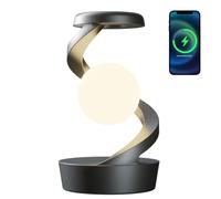 OUHKDM Creative Table 3D Led Lamp,Rotate Levitating Moon Lamp, Can be Charged wirelessly,RGB Night Light, Zero-Gravity Floating Desk Toys for Decoration Gifts Present(Grey)