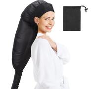 Ouhonix Hands-Free Hair Dryer Bonnet - Extra Large Hooded Cap with Adjustable Strap for Deep Conditioning, Curly Hair Styling, Portable Travel Case Included (Black)