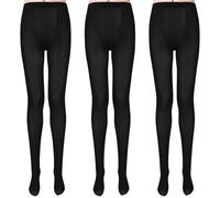 ouhos 3 Pairs Womens Black Tight Stockings, Soft Comfort Elasticity Run Resistant 80 Denier Opaque Plus Size Tights for Women