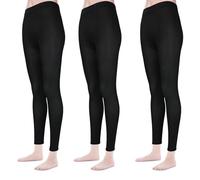 ouhos 3 Pairs Women's Ladies Black Footless Ballet Tights 90 Denier Stretch Run Resistant Opaque Control Dance Tights for Womens