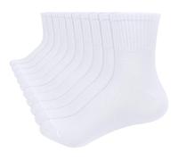 ouhos 5 Pairs Multipack Kids White Cotton Socks, Seamless Toe Plain Uniform Basic School Socks for Boys and Girls, Lightweight Breathable Casual Everyday Walking Socks, Children Ages 3 to 12