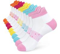 ouhos 5 Pairs Womens Running Trainer Ankle Socks with Heel Tab Cushioned Cotton Anti Blister Low Cut Sports Socks for Gym Walking Hiking Cycling Multipack UK 4-7