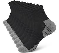 ouhos Mens White Black Running Walking Sports Trainer Ankle Socks Anti Blister Work Non Slip Socks for Men Size 9-12 uk Cushioned Cosy Support Cotton Athletic Socks 5 Pairs