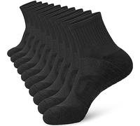 ouhos Mens White Black Running Walking Sports Trainer Ankle Socks Anti Blister Work Non Slip Socks for Men Size 9-12 uk Cushioned Cosy Support Cotton Athletic Socks 5 Pairs