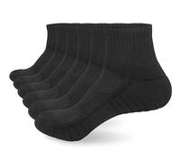 ouhos White Black Running Trainer Sports Walking Ankle Socks for Women 4-7, Womens Ladies Cushioned Anti Blister Non Slip Work Hiking Support Cotton Socks 3 Pairs