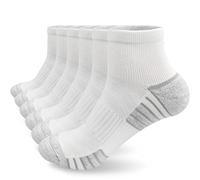 ouhos White Black Running Trainer Sports Walking Ankle Socks for Women 4-7, Womens Ladies Cushioned Anti Blister Non Slip Work Hiking Support Cotton Socks 3 Pairs