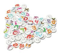 OUHUAN 100Pcs Mixed Painted Alphabet Wooden Sewing Button Scrapbooking