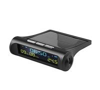 OUHUAN Solar Digital Clock with LCD Time Date Display, In-Car Temperature for Personal Car Decoration